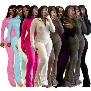 Wholesale Women's Autumn Winter Yoga Set Seamless Breathable Eco-Friendly Knitted Comfort Mid Waist Flare Leg Yoga Stretch - Product Image 6