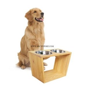Comedero de Madera para Perros con Soporte de Acero Inoxidable, Comedero para Mascotas de Alta Calidad, Venta Caliente para Perros y Gatos, Comedero para Agua y Comida - Product Image 4