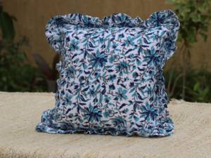 Handmade Bohemian Cotton Pillow Covers Luxury Indian Block <b>Print</b> Frill <b>Cushion</b> Cover Floral Throw Raffle Customizable Floral - Product Image 3