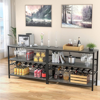 Meuble bar en chêne moderne avec porte-bouteilles, poignées en fer, design autoportant à 4 compartiments pour salle à manger/salon/cuisine