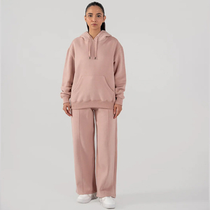 ชุดเซ็ตเสื้อฮู้ดปักลายและกางเกงจ็อกเกอร์ผ้าฝ้ายฟลีซ 100% สำหรับผู้หญิง สไตล์ลำลองสตรีทแวร์หวานๆ สำหรับฤดูหนาว รับผลิตแบบ OEM - Product Image 4