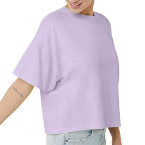 Mujeres Nuevo diseño crop top manga corta Camisa de algodón logotipo personalizado traje de moda camisetas para mujeres camiseta algodón liso - Product Image 4