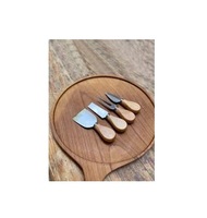 Juego de cortadores de cuchillos, mango de madera, nuevo diseño, suministros al por mayor, cuchillo de mantequilla de acero inoxidable, Juego de 2 piezas para servidor de Pizza de Hotel