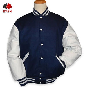 Vestes universitaires surdimensionnées en coton premium pour hommes, veste universitaire personnalisée avec col montant et logo sur le devant - Product Image 1