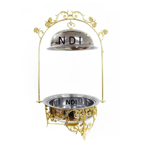 Top Decoration <b>Chafing</b> Dish With Black Stand Catering Accessories Metal <b>Chafing</b> Dish Top Trending Golden Finishing Counter - Product Image 3