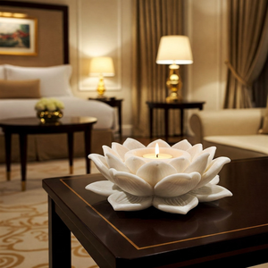 ที่ใส่เทียนทีไลท์หินอ่อนธรรมชาติหรูหราเป็นมิตรกับสิ่งแวดล้อม ดีไซน์ดอกบัวที่ปรับแต่งได้ สไตล์โมเดิร์น สำหรับเทศกาลอีสเตอร์และคริสต์มาส จำหน่ายจำนวนมากสำหรับใช้ในบ้าน - Product Image 1