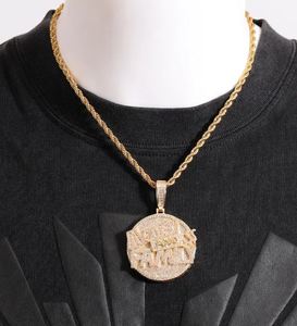Colgante de edición redonda de lujo Iced Out "Money And Family", joyería de Hip Hop para hombres, collar con colgante helado, regalo de cuerda para él - Product Image 4
