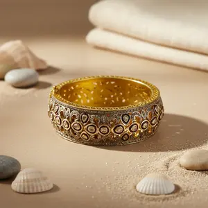 Brazalete de Diamantes con Baño de Oro de Lujo para Mujer, Joyería Premium - Product Image 1