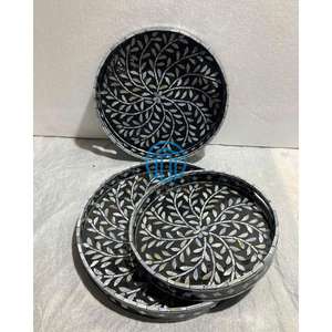 Plateau de service en nacre de qualité supérieure, design incrusté de coquillages, plateau décoratif de luxe pour table à manger et décoration intérieure - Product Image 6