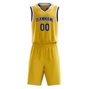 Uniforme de basket-ball jaune personnalisé de conception la plus récente la plus vendue 100% Polyester respirant tissu à séchage rapide OEM vêtements d'équipe pour hommes - Product Image 1