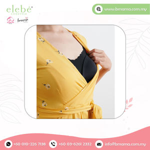 Vêtements de maternité décontractés longs et mi-longs pour femmes enceintes en été Col en V Allaitement Jaune Floral Plain Soft Modal - Product Image 6