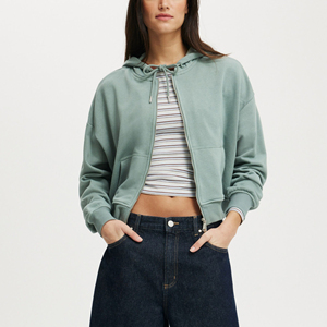 Sweats à capuche pour femmes à fermeture éclair complète à la mode surdimensionnés anti-boulochage sweats à capuche respirants avec logo brodé personnalisé pour femme - Product Image 2