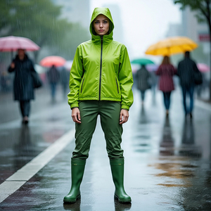 Veste de pluie à panneaux multiples Pantalon imperméable Combinaison de survêtement coupe-vent en nylon léger Survêtement coupe-vent pour femmes - Product Image 2