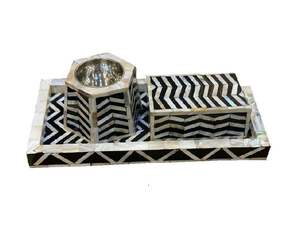 Juego de bandejas de incienso con incrustaciones de hueso hechas a mano, ideal para exhibir elegante incensarios en espacios de la sala de estar. - Product Image 1