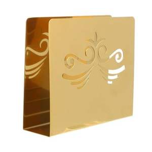 Porte-serviettes en bois perforé en laiton antique Support de mouchoirs unique de style design vintage de haute qualité pour les mariages et les dîners - Product Image 1