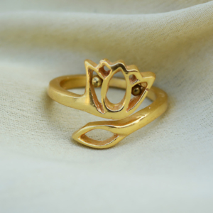 Lotus Flower <b>Ring</b> Brass Jewelry for Women 18k <b>Gold</b> Plated Dainty Nature Design Wholesale <b>Rings</b> - Product Image 2