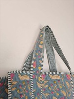 Sac fourre-tout élégant et de haute qualité pour femme, imprimé floral vintage, écologique, en coton indien matelassé, idéal pour le shopping quotidien