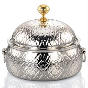 Bol décoratif moderne en aluminium de forme ronde, argenté, avec texture en relief, idéal pour les mariages, les fêtes et la maison - Product Image 2