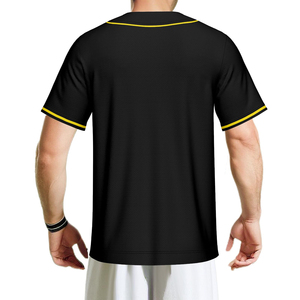 Camiseta de Béisbol Unisex, Ropa Deportiva de Talla Grande, Transpirable, Sólida, con Rayas en Contraste, Botones, 100% Poliéster, Absorbe la Humedad, Cuello Redondo - Product Image 4