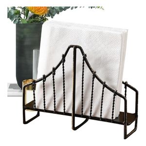 Servilletero de Metal con Diseño Floral, Acabado Negro, para Decoración de Mesa de Comedor, Servilleteros Hechos a Mano - Product Image 6