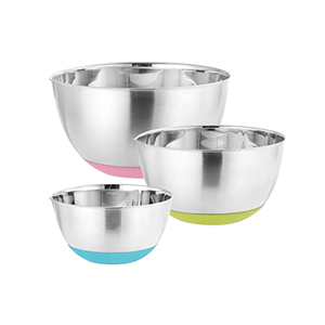Juego moderno de cuencos para servir de acero inoxidable, 3 uds., con Base de goma pulida, uso doméstico, precio bajo - Product Image 1