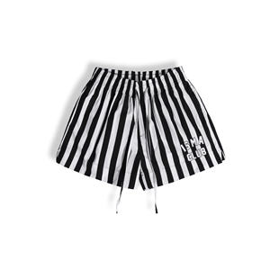 Short de plage à rayures pastel OEM ODM fabriqué au Vietnam pour hommes femmes tissu en coton respirant avec broderie imprimée - Product Image 2