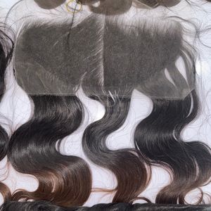 Extensiones de Cabello Natural de Alta Calidad, Color Ombre, Ondulado, con Frontal y Mechones para Hacer Pelucas - Product Image 2