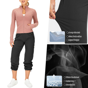 กางเกงเดินเขาผู้หญิงแบบปรับแต่งได้กางเกงซาฟารีแห้งเร็ว UPF 50น้ำหนักเบาสำหรับเดินทางกอล์ฟกระเป๋ามีซิปสำหรับกีฬากลางแจ้ง - Product Image 6