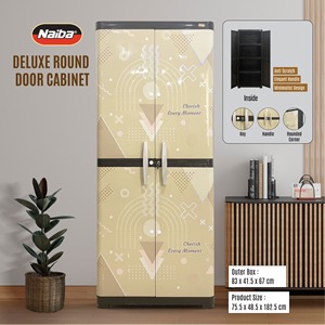 Deluxe Rounded Double Door Plastic Furniture Cabinet/<b>Wardrobe</b>/Closet with <b>Large</b> Storage Organizer for Bedroom Office Living Room - Product Image 1
