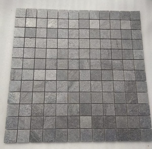 Paneles de pared de mosaico de piedra de pizarra gris plata, piedra Natural apilada barata para revestimiento de pared exterior interior
