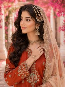 Ensemble prêt-à-porter en soie Gmy avec broderie et travail de sequins de la marque Designer Jari, comprenant un haut, un pantalon palazzo et un dupatta, entièrement cousu. - Product Image 3