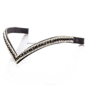 Banda de cuero negro y plateado con forma de V para cejas, banda personalizada con 3 filas en color negro y plateado - Product Image 2