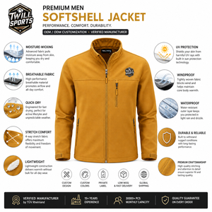 Veste softshell coupe-vent de qualité supérieure, design personnalisé pour l'hiver, avec col montant et fermeture éclair, veste softshell pour homme - Product Image 5