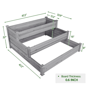 Cama de jardín elevada de madera de 3 niveles, caja de macetas para decoración del hogar al aire libre con maceta para plantas - Product Image 2