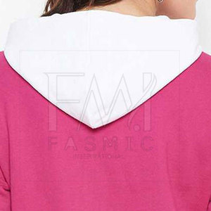 Sweat à capuche pull-over pour femme en jersey de haute qualité, personnalisable, en polaire épaisse, à épaules tombantes, pour l'hiver, avec devant uni et coupe haute - Product Image 4