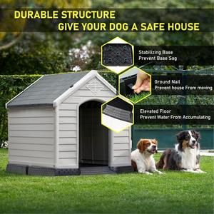 Acheter Maison de chien en plastique étanche pour chiens de petite et grande taille niche intérieure et extérieure isolée abri pour chiots plancher surélevé - Product Image 3