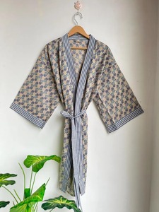 Hermoso vestido de Kimono de algodón de talla grande, bata de baño con estampado de bloques, bata de ducha informal para mujer y Bata - Product Image 5
