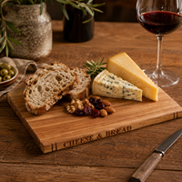 Planche à découper en bois d'acacia naturel, épaisseur 1,8 cm, rectangulaire, avec rainure pour les jus, pour la préparation du pain et du fromage en cuisine