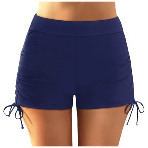 Board <b>Shorts</b> <b>Women</b> Beachwear Leopard Fashion High Waist Swimming Trunks Side Drawstring Solid Pleated Bikini Bottom <b>Boxer</b> <b>Shorts</b> - Product Image 3