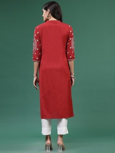 Robe indienne ethnique pour femme, brodée de fleurs, coupe trapèze, en pur coton, longue, à manches longues, style vintage, décontractée et lavable - Product Image 2