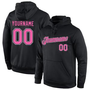 Venta al por mayor y Dropship personalizado cosido negro Rosa-blanco deportes pulóver Sudadera con capucha - Product Image 1