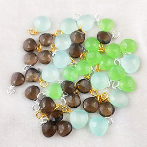 Pendentif en argent sterling 925 avec pierre précieuse en chalcédoine verte en forme de briolette de 10 mm, enroulé autour d'un fil, en forme de cœur, accessoire pour la fabrication de colliers et de boucles d'oreilles - Product Image 5