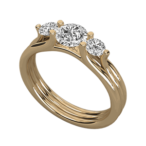 Bague de fiançailles en diamant rond à trois pierres pour elle - Product Image 5