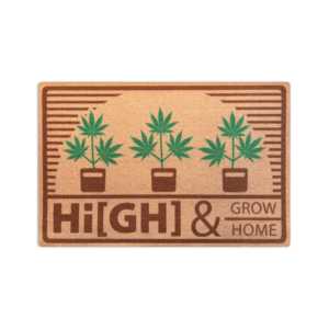 พรมเช็ดเท้าโพลีเอสเตอร์และพีวีซีแบบปรับแต่งได้ Hi(gh) & Grow สำหรับใช้ภายนอกและในครัว ลายพิมพ์ Stoner ตกแต่งบ้าน - Product Image 3
