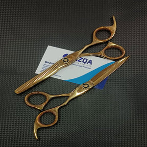 Professionnel 2 pièces or coiffure ciseaux de coiffeur ensemble 6 pouces en acier inoxydable coupe de cheveux et amincissement cisailles pour une utilisation en Salon - Product Image 4