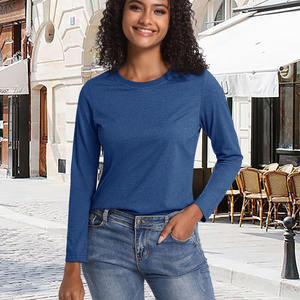 Haut à col rond en polyester et coton de haute qualité T-shirts d'été pour femmes personnalisés respirants T-shirts à manches longues - Product Image 2