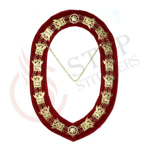 Collar de Cadena con Pedrería de los Caballeros Templarios, Dorado y Plateado sobre Negro, Regalia Ceremonial Premium - Product Image 6