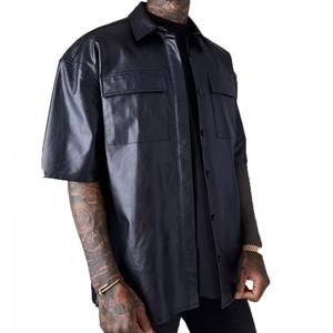 Best Arrival Waterproof Solid Plain Color <b>Men</b> Leather <b>Shirt</b> Unique Design Fashionable <b>Winter</b> Wear <b>Men</b> Leather <b>Shirt</b> - Product Image 2