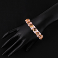 Bracelet de tennis design fantaisie citrine et moissanite élégant de 7 pouces de longueur en argent sterling