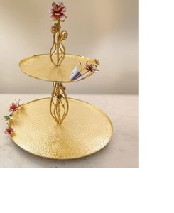 Support à gâteau à deux étages de style vintage, poignée en acier inoxydable, écologique, qualité alimentaire, couleur et forme personnalisables, design moderne - Product Image 5